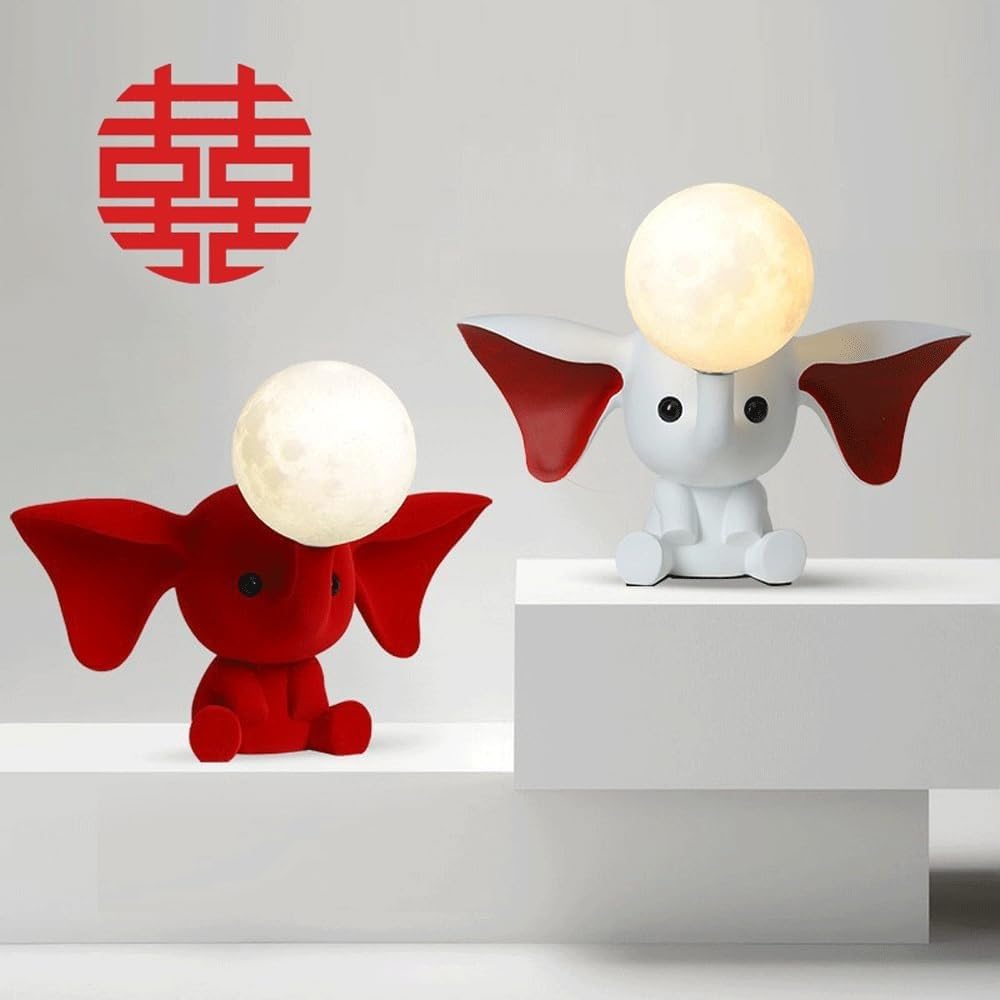 Warme romantische kreative Elefantenmond-Schreibtischlampe – ideal für Kinderzimmer, Wohnzimmer, Schlafsaal, Schule (weiß)