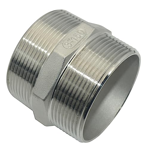 Image of Male x Male Hex Nipple Stainless Steel 304 Threaded Pipe Fitting NPT (3 inch)