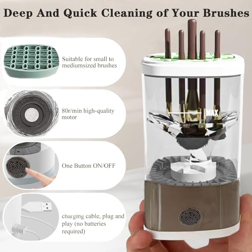 Beauty Swirl Cosmetic Brush Cleaner, Electric Makeup Brush Cleaner Machine, Automatic Makeup Brush Cleaner for All Types of Makeup Sponges and Brushes - Image 4