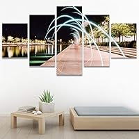 SIGNWIN 5 Panel Canvas Wall Art Light Exposure for Home Decorations Ready to Hang - 60