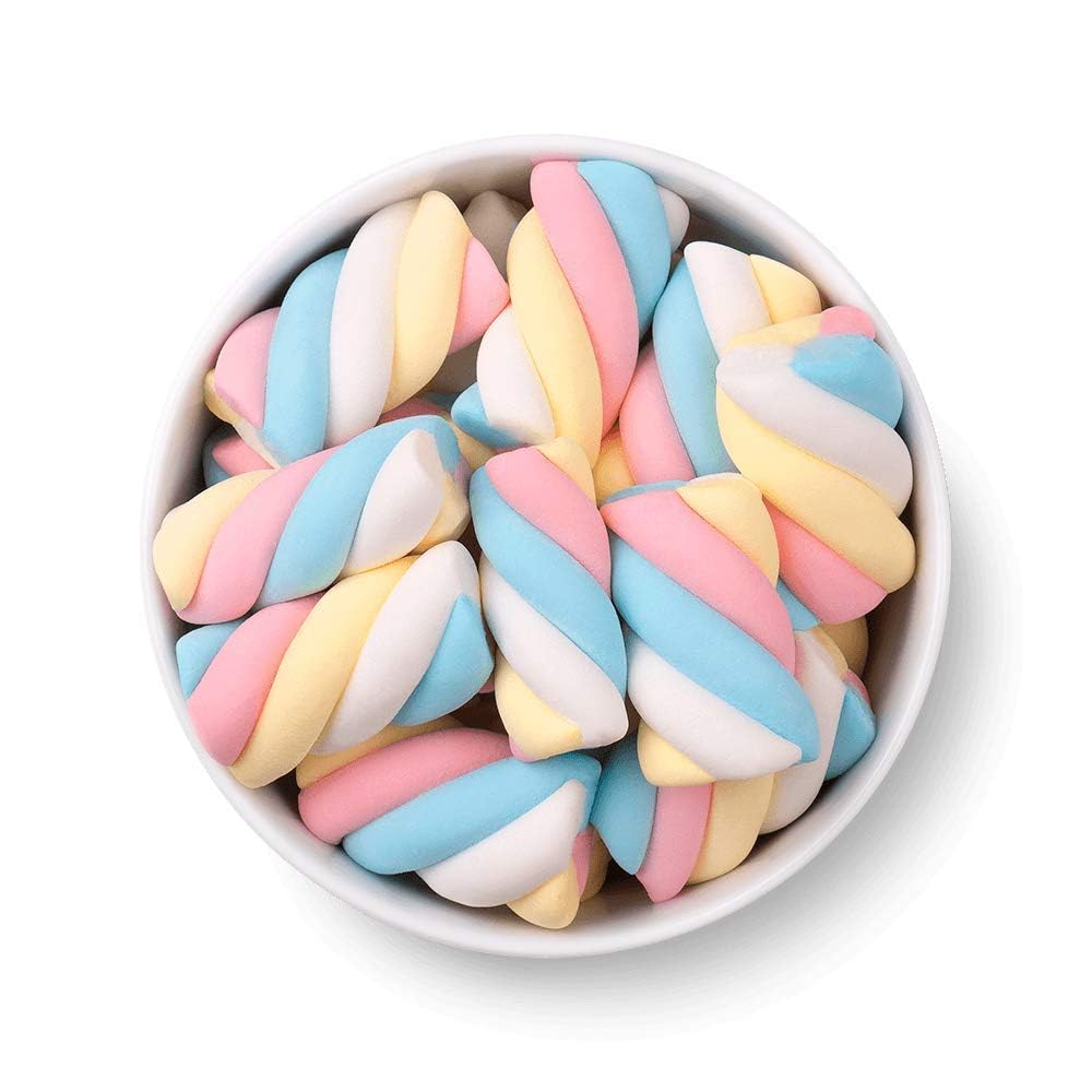 Candy Shop Pink, White, Blue and Yellow Unicorn Marshmallow Ropes, Jumbo Marshmallow Twists, -17.6 OZ Bag