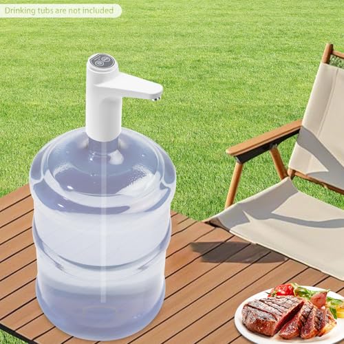 Elektrische Wasserflaschenpumpe, Tragbar und Wiederaufladbar, Automatischer Wasserspender für Zuhause, Büro, Küche und Camping (Weiß)