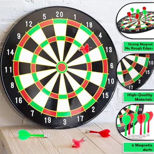 Image of Wembley Dart Board with Dart for Kids & Adults with 8 Magnet Darts - Board Game for Kids 5 6 7 8 9 10 11 12 Years Indoor Game Gifts for Boys & Girls