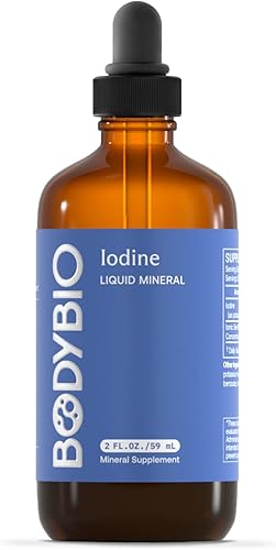 BodyBio - Yodo líquido para la salud de la tiroides - Suplemento de yodo concentrado puro y de alta absorción, 2 oz