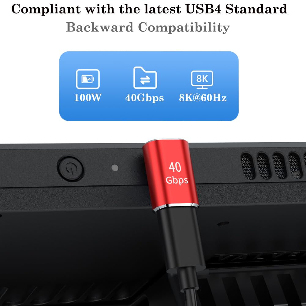 AuviPal USB C 90 Degree Adapter (2 Pack), Up and Down Right Angle L Shape USB Type C Male to Female Connector for Steam Deck, ROG Ally, MacBook, Tablet, Phone and More - Red