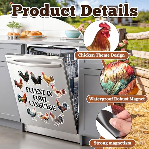 Set de 14 imanes decorativos de pollo para lavavajillas miniatura 3