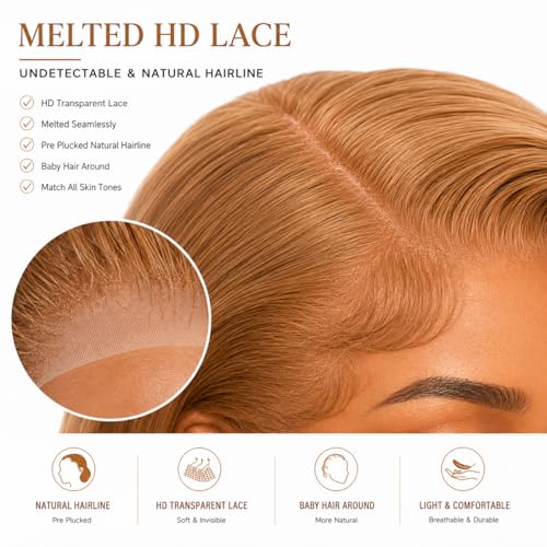 ROOMOOD 27# Ash Blonde Human Hair Lace Frontal Wig Body Wave 180% Density 13x6 Lace Front Wig Pre Plucked Natural Hairline for Women（18inch） — view 3
