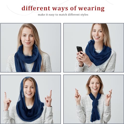 Handepo 6 Pcs Women Infinity Scarf Solid Color Lightweight Loop Scarf Winter Soft Neck Warmer for Women Men3