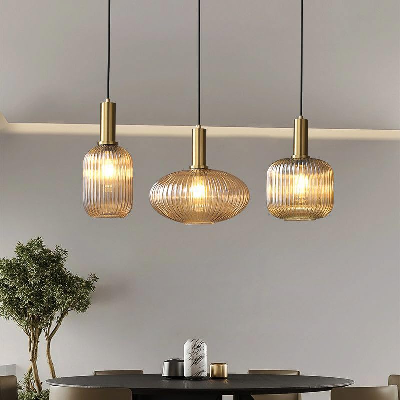 CITRA 3 Light Amber Champagne Glass Pendant Ceiling Hanging Light - Warm White-image-4
