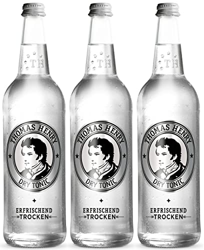 Thomas Henry Dry Tonic Water – Fresco seco – (3 x 0,75 l de vidrio MW) – Juego de 3 unidades de limonada amarga para mezclar tus cócteles y bebidas con gin& Co.