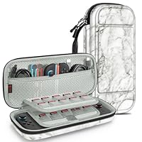 FINTIE Carrying Case for Nintendo Switch 2 (2025), Shockproof Hard Shell Switch 2 Case, Protective Cover Travel Bag with 19 Game Card & 2 Micro SD Card Slots & Inner Pocket (marble)