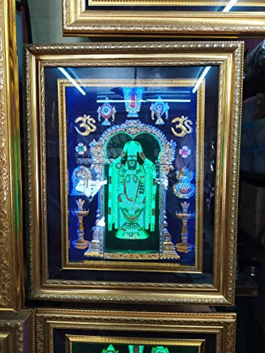 Image of Tirupati Balaji Photo with LED Lights 24 x 18-inch with Light Wooden Box Type Lord Venkateswara Photo Frame Perumal Photo with Lights Customized God Photo Frame with Lights