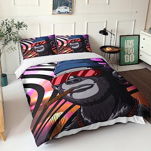 Housse de couette singe hypoallergénique microfibre douce avec fermeture éclair - 7