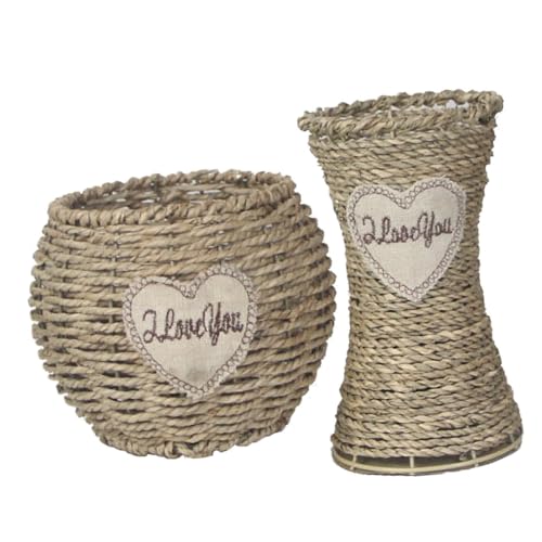 MAGICLULU 2 Piezas Jarrón De Canasta Tejida Cesta Tejida a Mano Canasta De Plantador Jardinera De Cesta Canasta para Flores Cesta Decorativa Macetas Tejidas Pequeña Cesta Tejida Cestas Rota
