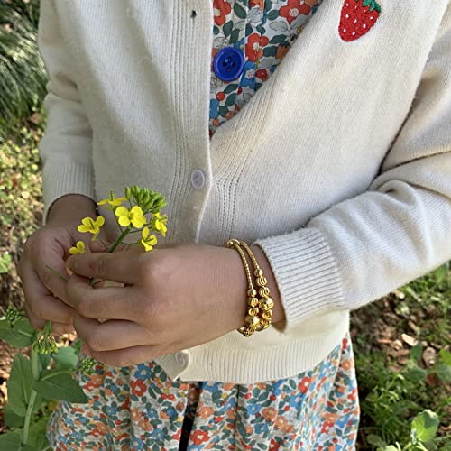 Image of Ethlyn 2Pcs /Lot Kids Jewelry Gold Plated Adjustable Beads Bracelet Bangle Birthday Christmas Gifts for Girls 4years old