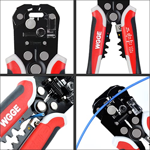 Wgge Wg-014 Self-Adjusting Insulation Wire Stripper. For Stripping Wire From Awg 10-24, Automatic Wire Stripping Tool/Cutting Pliers Tool, Automatic Strippers With Cutters & Crimper 8" #TOP1