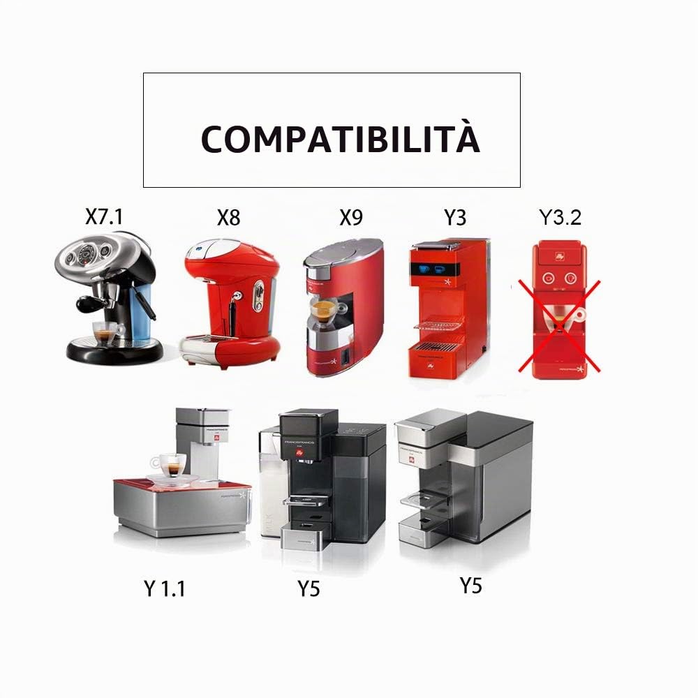 Riutilizzabile Capsula Compatibile con Illy,Capsula Ricaricabile caffè per ILLY,Capsule filtrante di Inossidabile per Macchina ILLY X9 X 8 X7.1 Y5 Y3 Y1.1 (capsule+tamper)