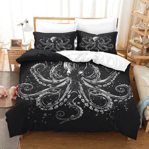 Parure de lit 3D OceanWave 200x200cm style japonais en microfibre