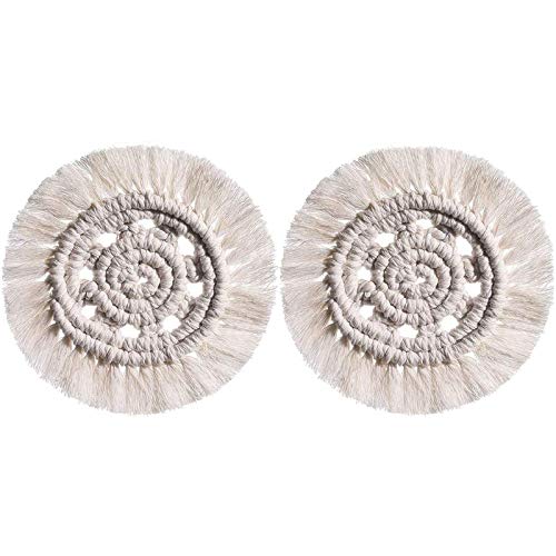 2 Pièces Dessous de Verre Tissés à La Main, sous-Verre Tissé en Coton, sous-Verres en Macramé, Convient pour Les Coussins de Casserole, Les Sets de Table, Les sous-Verres, Etc Cover
