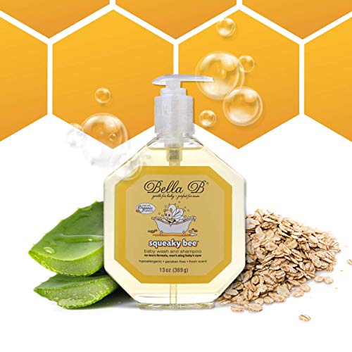 BELLA B Squeaky Bee Bodywash and Shampoo 13 oz - Baby Body Wash And Shampoo - Baby Bath Wash - Organic Body Wash - Natural Body Wash - Kids Body Wash - Organic Soap - Baby Soap - Shampoo Organic