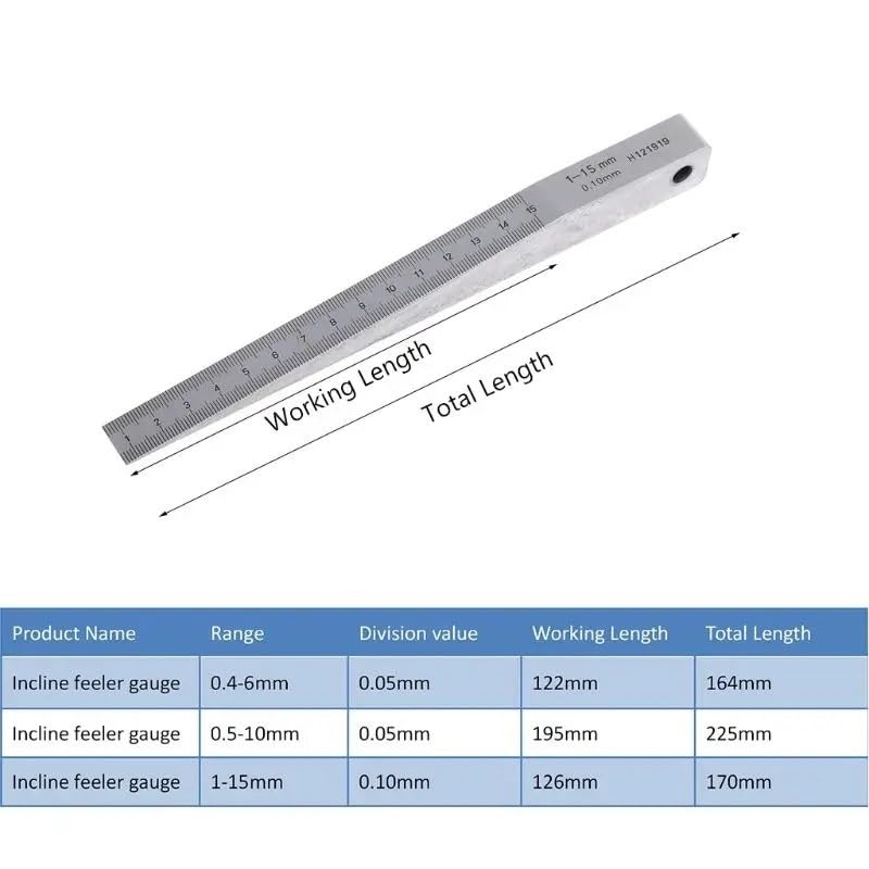 Wedge Feeler Gauge Crack Flatness Layout Insert Wedge Gauge Welding Taper Measure Tool Caliper 1-15mm 0.5-10mm 0.4-6mm(0.4-6mm)