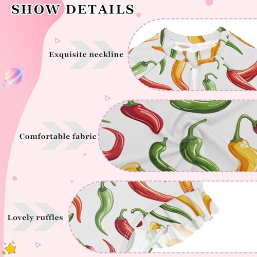 Pepper Vegetable Girls Long Sleeve Rashguard Swimsuit UV Protection One-Piece Swimwear Bathing Suit B04048234
