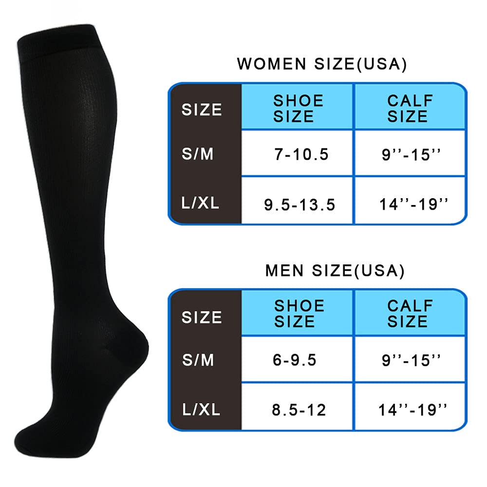 Aoliks 4 pares de calcetines de compresión de cobre para mujeres y hombres, 15-20 mmHg, el mejor apoyo para enfermeras, correr, senderismo