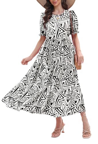 Image of Women's Maxi Dress Casual Loose Fit Tiered A-Line Flowy Summer Dress with Pockets
