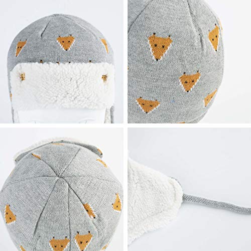 DCUTERQ Baby Boy Winter Hat Warm for Toddler Girls Knit Hats with Earflap Kids Fleece Lined Beanie Caps3