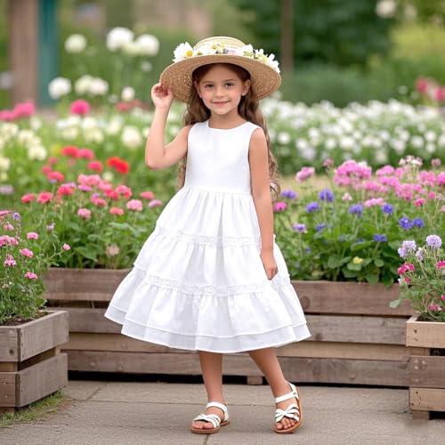 Image of Felix & Flora Toddler Girl Sandals - Flower Girl Dress Shoes Open Toe Little Kid Flats