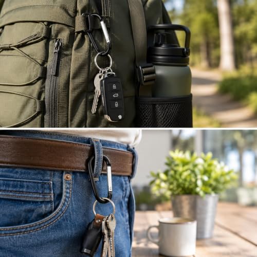 Image of Carabiner Caribeaner Clip,3 inch Large Aluminum D Ring Shape Carabeaner with Keyring Keychain Hook