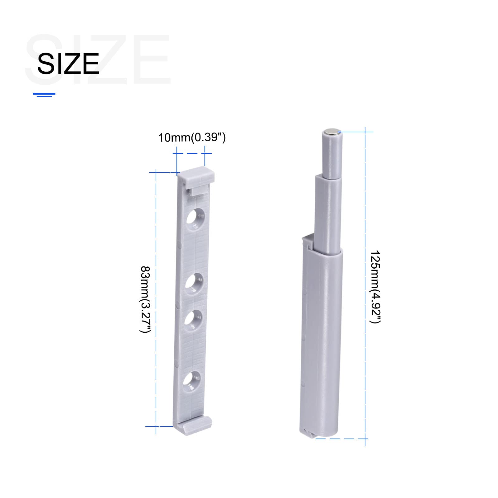 METALLIXITY Magnetic Push Latches (3.39"x0.39") 5Pcs, Plastic Touch Latches Damper Buffers - Image 2