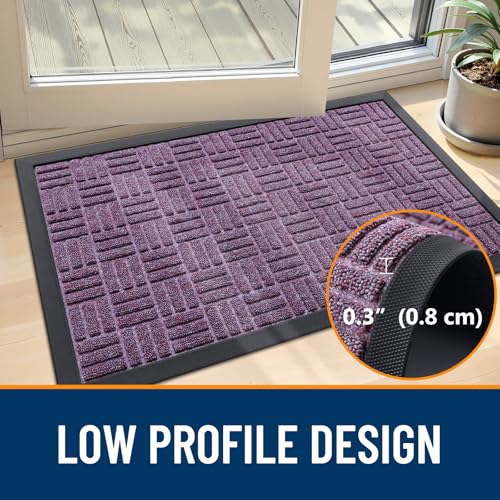 Image of OLANLY Front Door Mat Outside Entrance 71x23, Absorbent, Heavy Duty Sturdy Natural Rubber Doormat Indoor Outdoor, Non-Slip, Stain and Fade Resistant, Low Profile Floor Mat for Entryway, Violet