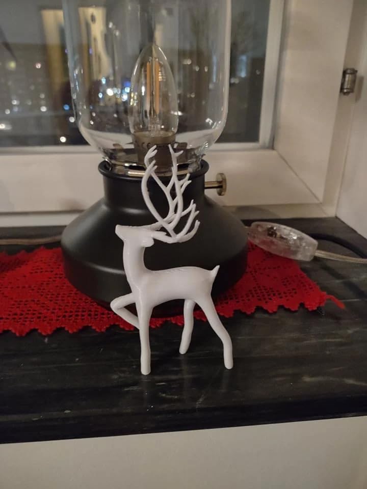 Christmas Decoration Reindeer | Plastic Medium Size Ornament for Christmas Living Room and Bedroom Decoration (White)