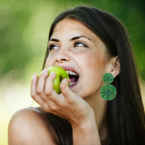 Boho Statement Earrings Beaded Raffia Palm Bohemian Lightweight Tiered Drop Dangle Earrings Gift for Women2