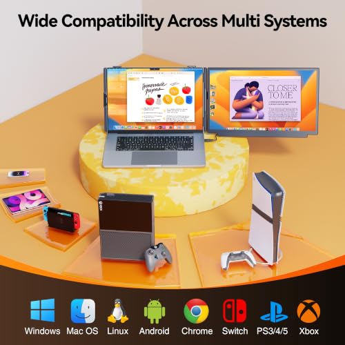 Laptop Screen Extender, 15.6" FHD IPS Portable Laptop Monitor, Detachable & Clip-on 4 Modes Dual Screen for 14-17" Laptops, One Cable Plug & Play Compatible with Wins/Mac/Android/Chrome - image 8