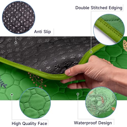 Image of Sunheir 2-Pack Extra Large Reusable Dog Mat for Floor, Dog Playpen, Non-Slip Waterproof Super Absorbent Washable Pee Pads for Dogs, Pet Whelping Pads, Potty Training - Green, 36 inch x 41 inch