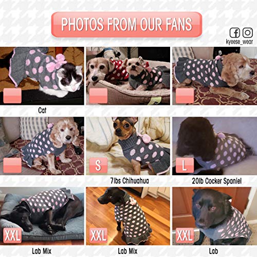 Kyeese Dog Sweater Dress Polka Dot Turtleneck Dogs Sweaters With Leash Hole Knit Pullover With Pom Pom Ball #TOP6