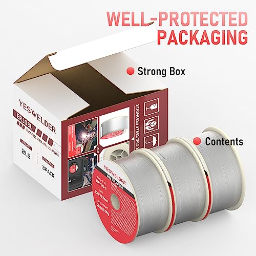 Image of YESWELDER Stainless Steel MIG Solid Wire ER308L .030-Diameter, 2-Pound, 3-Packs Strong ABS Plastic Spool Welding Wire