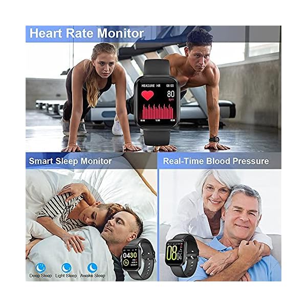 E Easiecom Smart Watch for Android/iOS Phone, 1.54" Full Touch Sreen Activity Tracker,Health Tracker Watch with Heart Rate Monitor Sleep Tracking IP68 Waterproof Smartwatch for Men Women