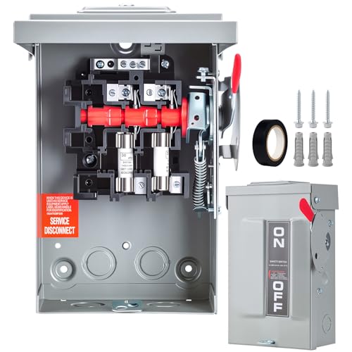 30 Amp Disconnect Switch 2 Pole 110/240V, Fused Safety Switch, Indoor&Outdoor, NEMA 3R Heavy Duty, AC Disconnect Box, Rust and Corrosion Resistant