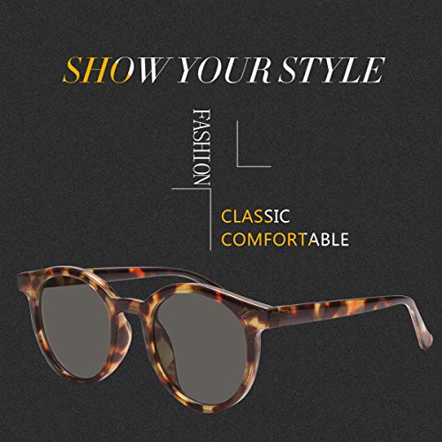 Poxas Round Sunglasses Vintage UV400 Protection for Women Outdoor Glasses Tinted Lens (Leopard/Grey)2