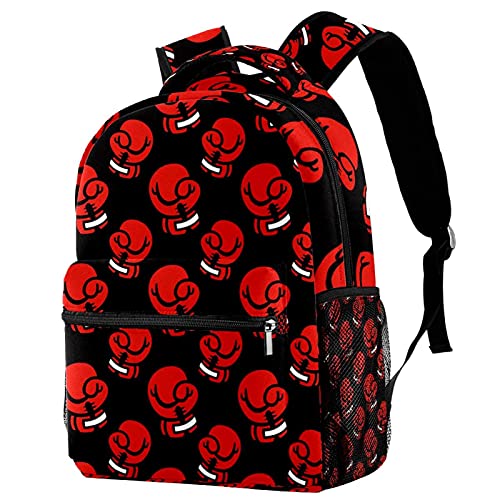 Sac à dos motif gants de boxe rouges avec porte-bouteille pour enfants