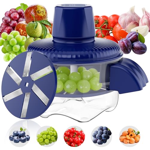Electric Grape Peeler, Automatic Garlic & Cherry Tomato Peeler, Upgraded 6-Blade Cordless Fruit & Vegetable Skin Remover, Fast & Easy-Peel Kitchen Tool for Home, Camping, Picnics & Parties (Blue)