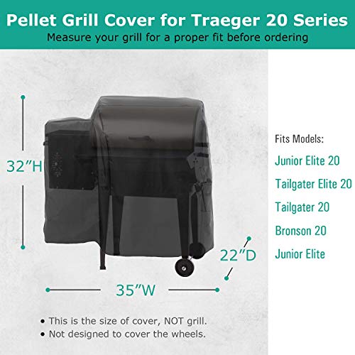 Sunpatio Outdoor Heavy Duty Waterproof Grill Cover Compatible For Traeger 20 Series Wood Pellet Grill, Junior, Tailgater And Recteq 340 Grills, Full Length Barbecue Grill Cover, All Weather Protection #TOP1