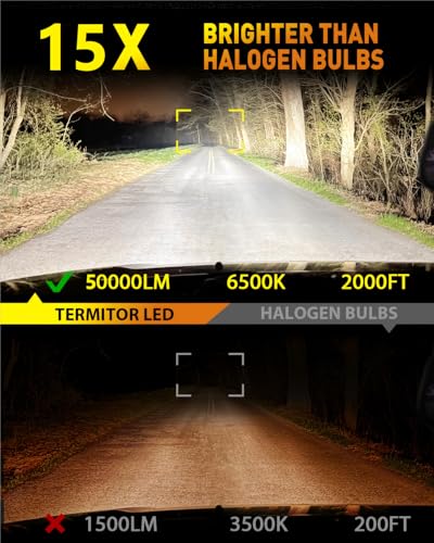 Image of Termitor 2026 9007 /HB5 Light Bulbs, 50,000LM 1500% Brighter, 6500K Cool White, 70K+ Hours Lifespan, 1:1 Halogen Bulbs, No Flickering No Adapter Required, Plug N Play, Pack of 2
