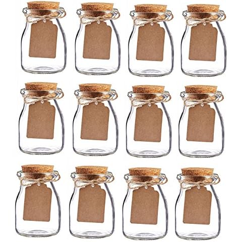 Bodosac Awtlife 12pcs Vintage glass Favor Jar with Cork Lids for wedding Baby shower favor Cover