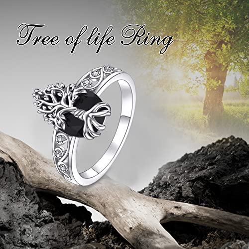 YFN Black Tourmaline Ring Sterling Silver Black Crystal Rings Healing Jewelry Spiritual Protection Gifts for Women Girls - Image 6