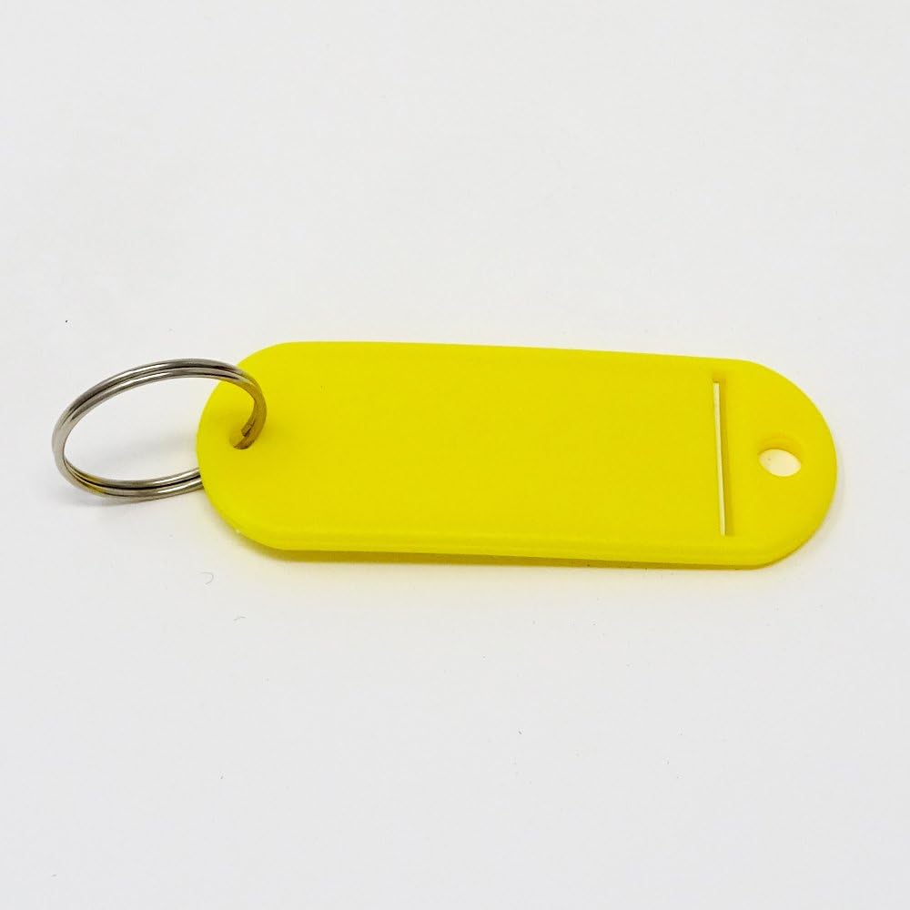 S&B SBS Keys, Yellow, Key Rings with Write-On Label, Pack of 100