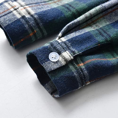Toddler Boys Plaid Lapel Shirt Jacket Flannel Button Down Long Sleeve Brushed Shacket Soft Cotton Outwear for Baby Boys3